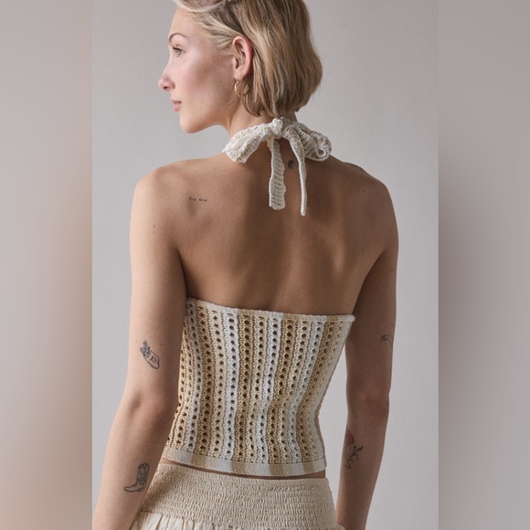 Urban Outfitters Cream and Tan Crochet Halter Top - Picture 2 of 2